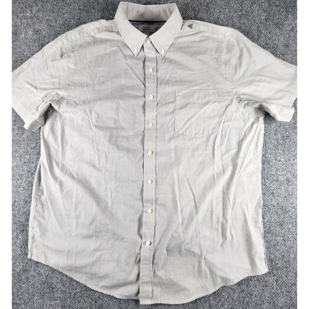 Croft & Barrow Mens XL Short Sleeve Button Down Shirt Gray Crosshatch Casual